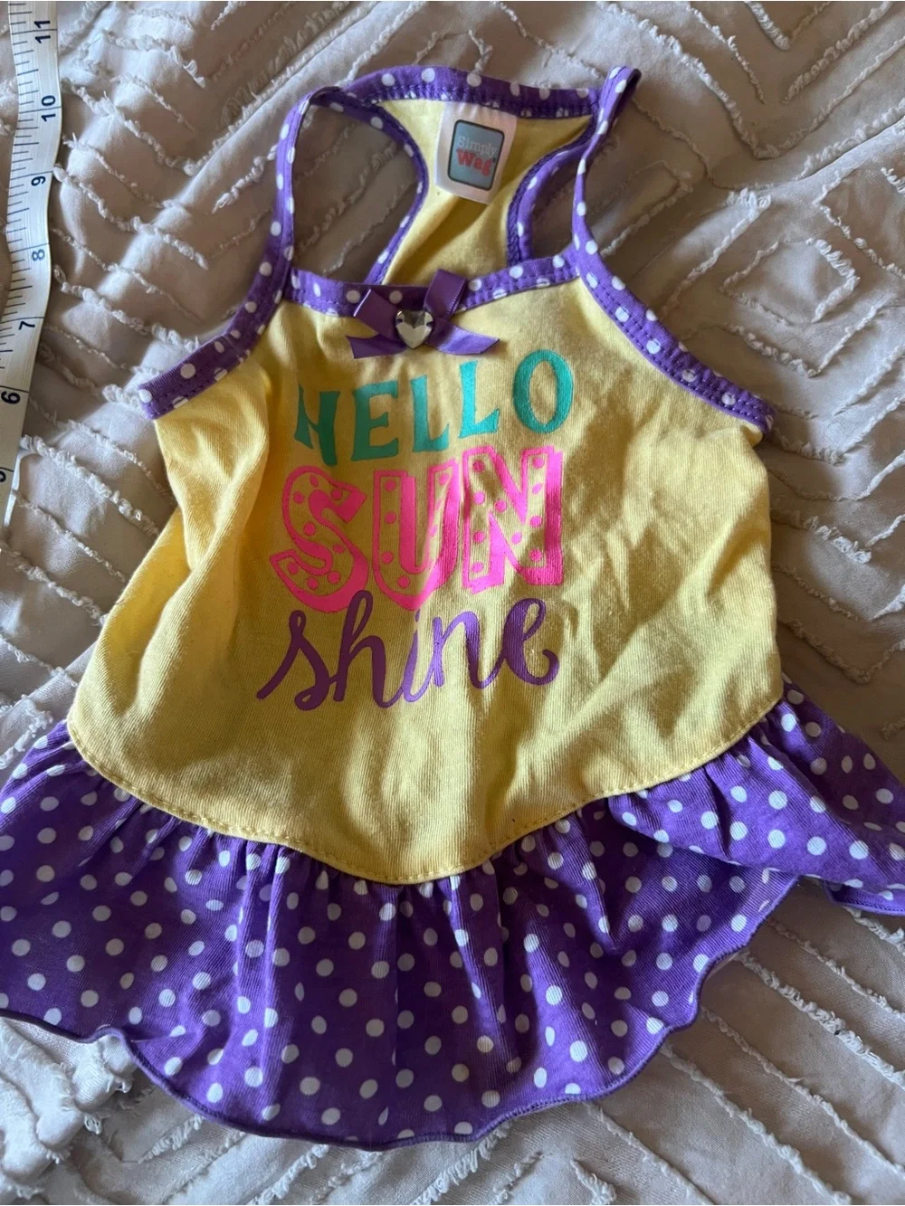 Dog Hello Sunshine Yellow & Purple Polka Dot Sundress